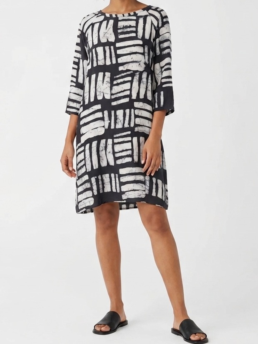 Osei-Duro Hand Dyed Silk Batik Shift Dress Mini Tunic Size S